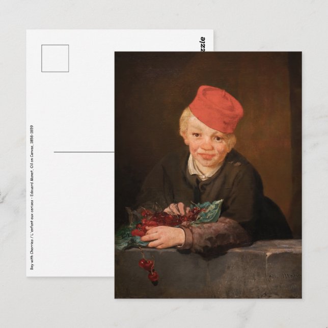 Edouard Manet - Junge mit Kirschen Postkarte (Vorne/Hinten)