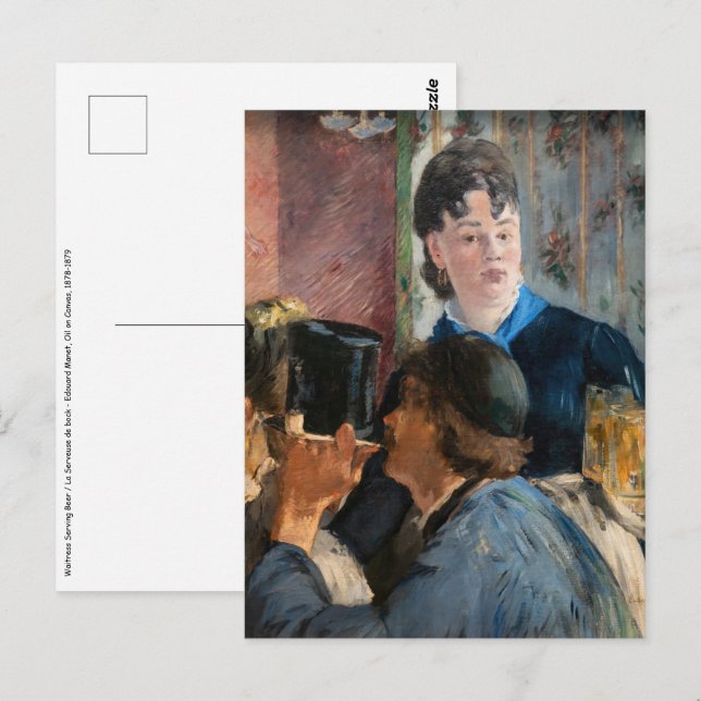 Edouard Manet - Kellnerin Servierbier Postkarte (Vorne/Hinten)