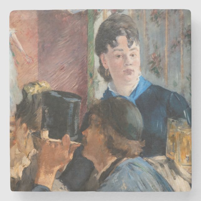 Edouard Manet - Kellnerin serviert Bier Steinuntersetzer (Vorderseite)