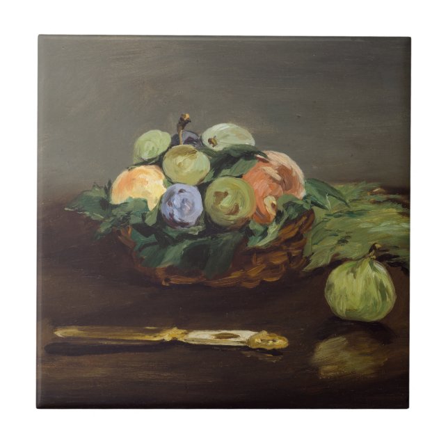 Edouard Manet - Korb mit Früchten Fliese (Vorderseite)