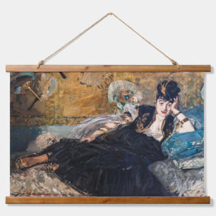 Edouard Manet - Lady with Fans Wandteppich Mit Holzrahmen