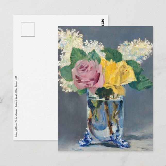 Edouard Manet - Lilacs und Rose Postkarte (Vorne/Hinten)