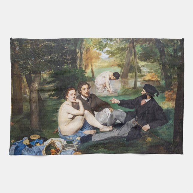 Edouard Manet - Mittagessen im Gras Geschirrtuch (Horizontal)