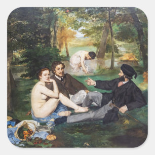 Edouard Manet - Mittagessen im Gras Quadratischer Aufkleber