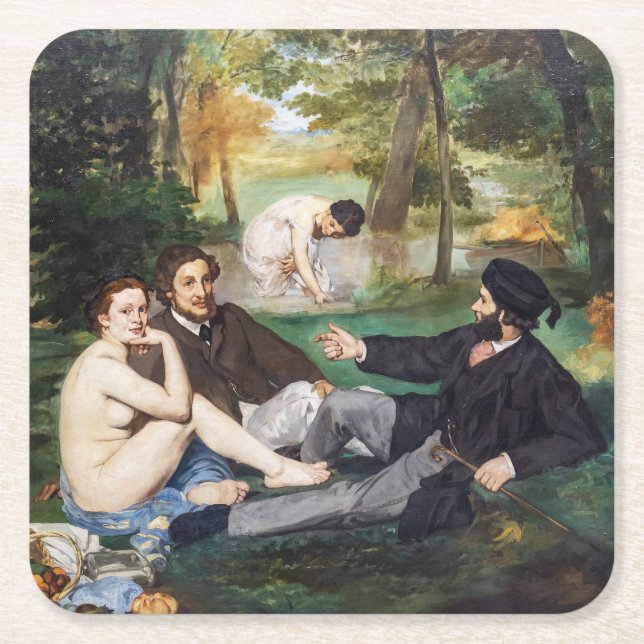 Edouard Manet - Mittagessen im Gras Rechteckiger Pappuntersetzer (Vorderseite)