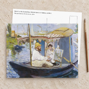 Edouard Manet - Monet in seinem Atelierboot Postkarte