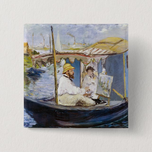 Edouard Manet - Monet in seinem Studio-Boot Button (Vorderseite)