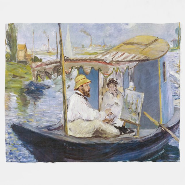 Edouard Manet - Monet in seinem Studio-Boot Fleecedecke (Vorderseite (Horizontal))