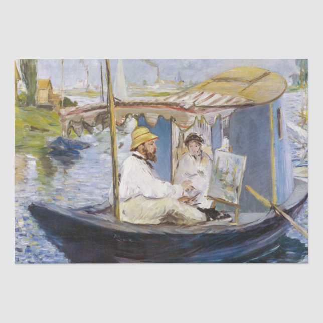 Edouard Manet - Monet in seinem Studio-Boot Seidenpapier (Vorderseite)