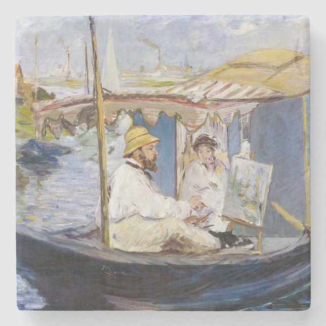 Edouard Manet - Monet in seinem Studio-Boot Steinuntersetzer (Vorderseite)