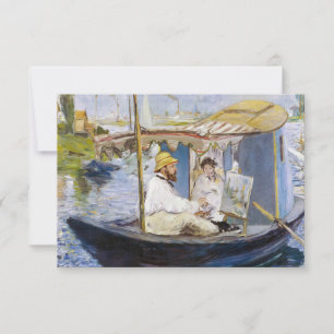 Edouard Manet - Monet in seinem Studioboot Dankeskarte