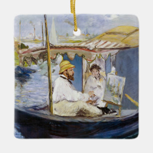 Edouard Manet - Monet in seinem Studioboot Keramikornament