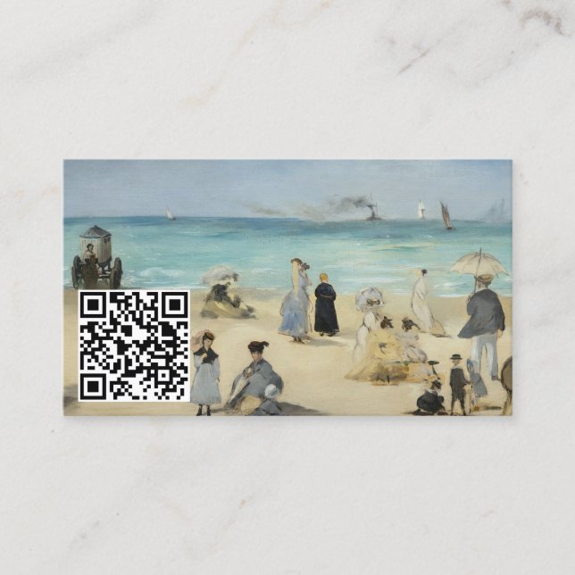 Edouard Manet - On Beach, Boulogne - QR Code Visitenkarte (Vorderseite)