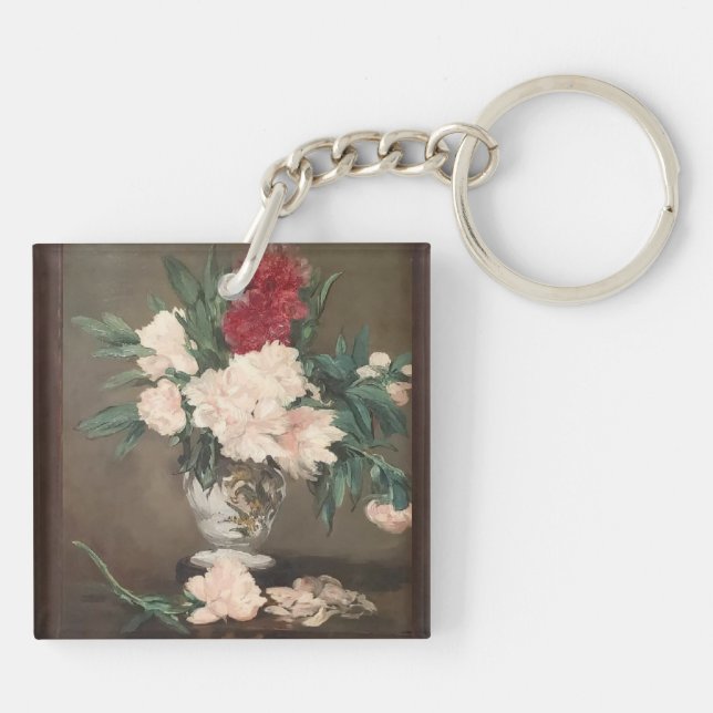 Édouard Manet Peonies in a Vase Acrylic Keychain Schlüsselanhänger (Rückseite)