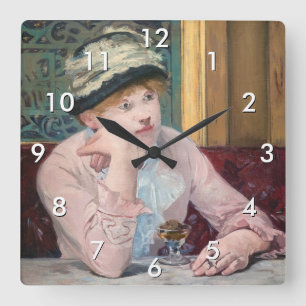 Edouard Manet - Pflaumenlikör Quadratische Wanduhr