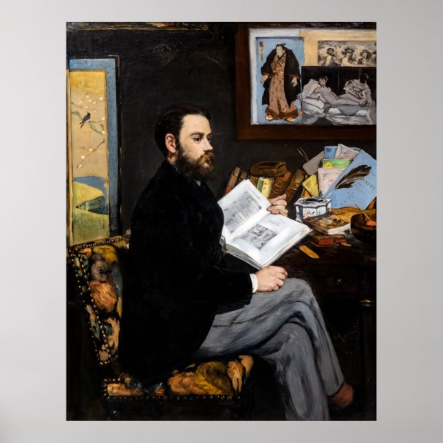 Edouard Manet - Portrait von Emile Zola Poster (Vorne)