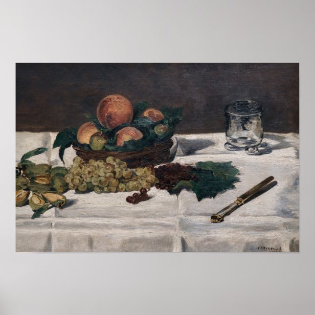 Edouard Manet - Stillleben, Früchte auf einem Tisc Poster (Vorne)
