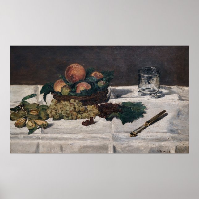 Edouard Manet - Stillleben, Früchte auf einem Tisc Poster (Vorne)