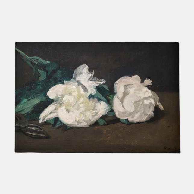 Edouard Manet - Zweig der Weißen Peonies, Secateur Fußmatte (Vorderseite)