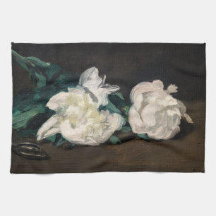Edouard Manet - Zweig weißer Pfingstrosen, Gartens Geschirrtuch