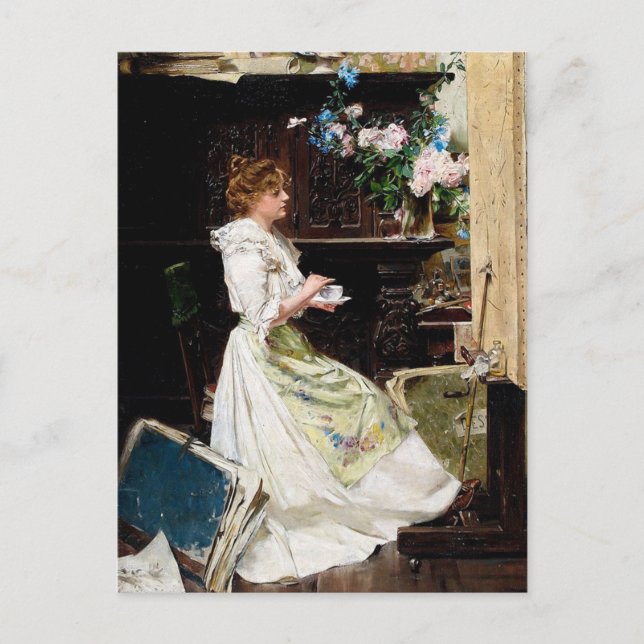 Edouard Mentha - Die Pause des Malers im Studio Postkarte (Vorderseite)