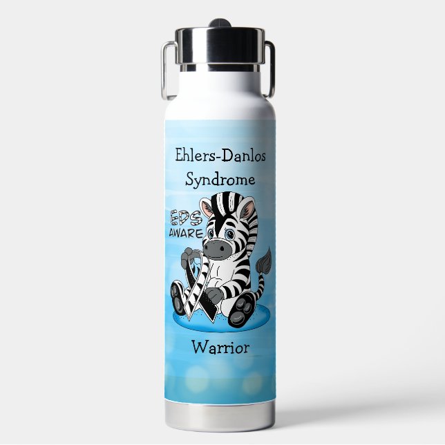 EDS Awareness Ribbon und Zebra Trinkflasche (Vorderseite)