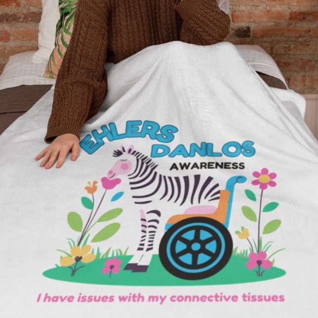 EDS Awareness Zebra Blanket Fleecedecke (Spread EDS awareness with this cute zebra, "I have issues with my connective tissues" blanket! )