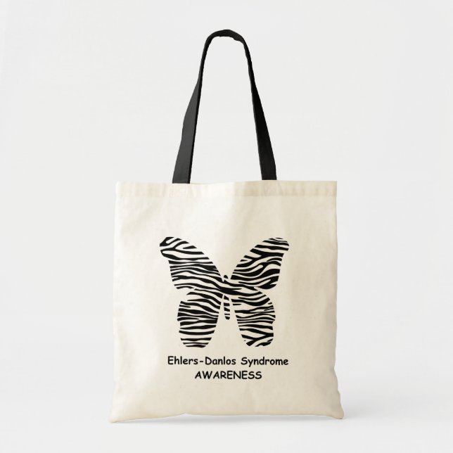 EDS Awareness Zebra Print Butterfly Tote Bag Tragetasche (Vorne)