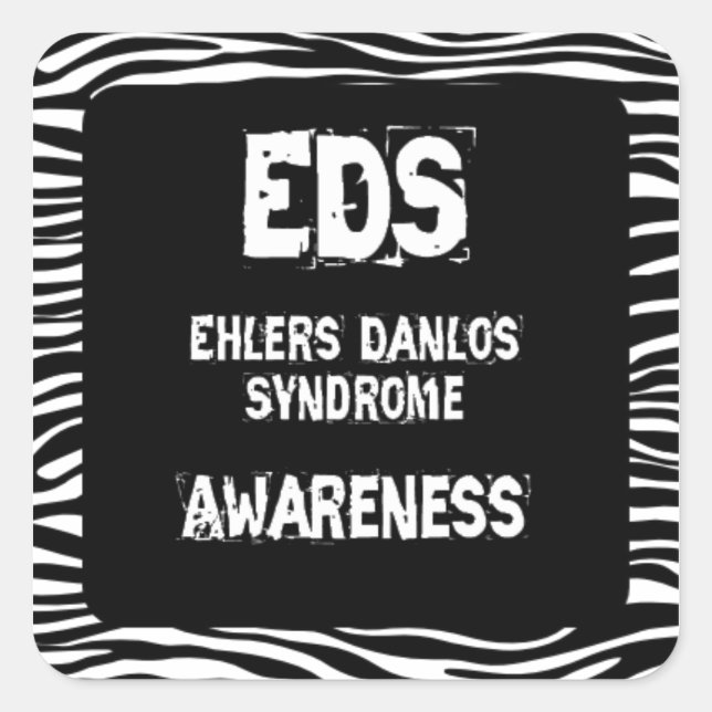 EDS Awareness Zebra Print Square Sticker (Vorderseite)