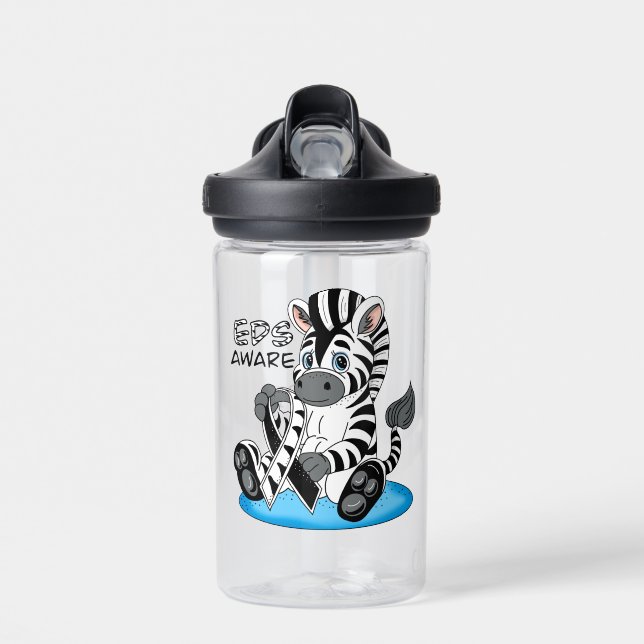 EDS Awareness Zebra Ribbon Trinkflasche (Vorne)