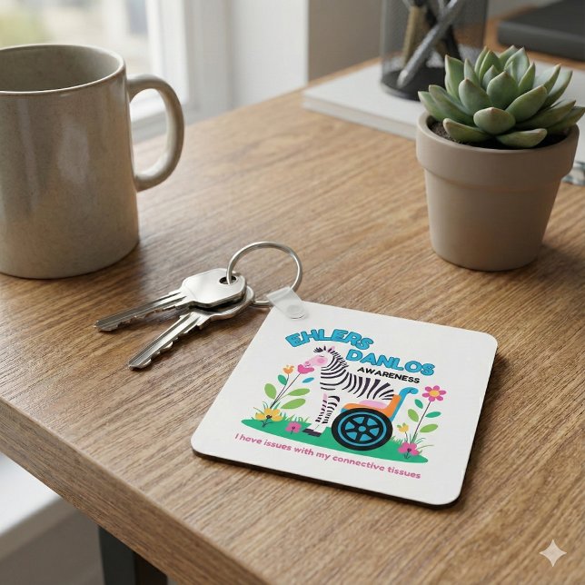 EDS Awareness Zebra Schlüsselanhänger (Support someone with EDS with this cute, "I have issues with my connective tissues" keychain! )