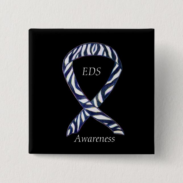 EDS Awareness Zebra Stripe Ribbon Custom Button (Vorderseite)