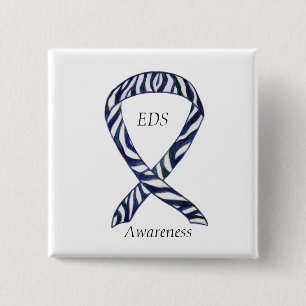 EDS Awareness Zebra Stripe Ribbon Custom Button