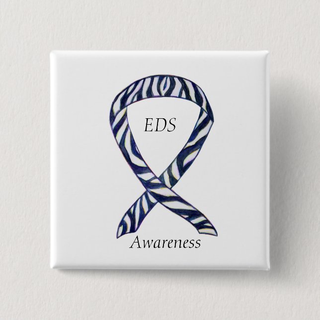 EDS Awareness Zebra Stripe Ribbon Custom Button (Vorderseite)