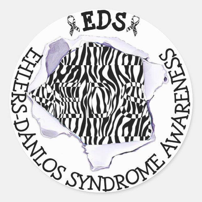 EDS Ehlers-Danlos Syndrom Bewusstsein Zebra Sticke Runder Aufkleber (Vorderseite)