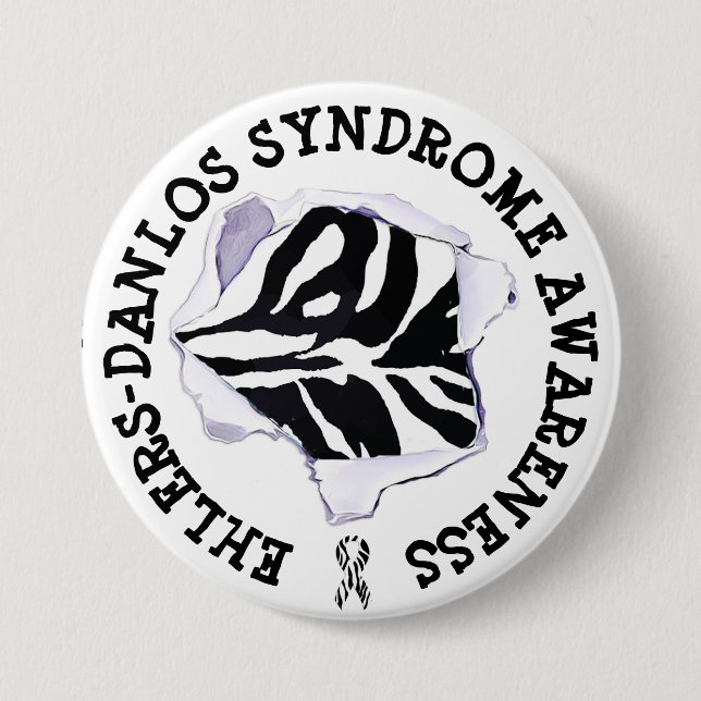 EDS Ehlers-Danlos Syndrom Sensibilisierungszebra B Button (Vorderseite)