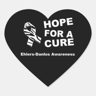 EDS Hope a Cure Zebra Ribbon Heart Sticker