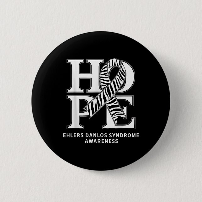Eds Hope Zebra Ribbon Ehlers Danlos Syndrom Aware Button (Vorderseite)