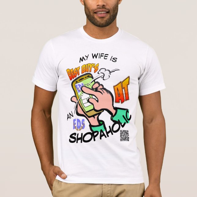 EDS Shopaholic Ehefrau Cartoon T-Shirt (Vorderseite)