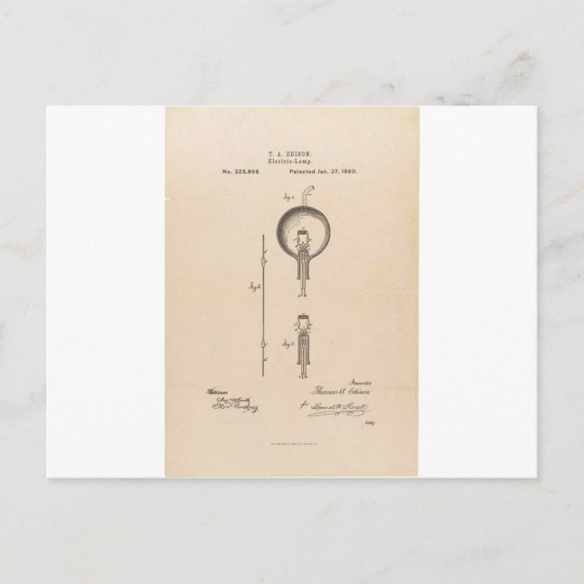 Edson's Light Bulb Patent Postkarte (Vorderseite)