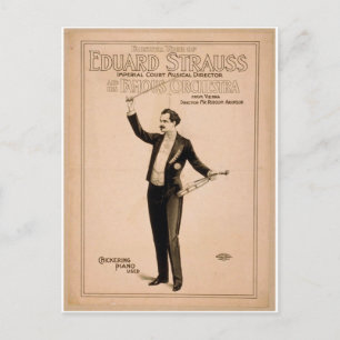 Eduard Strauss, 'Chickering Klavier benutzt' Retro Postkarte