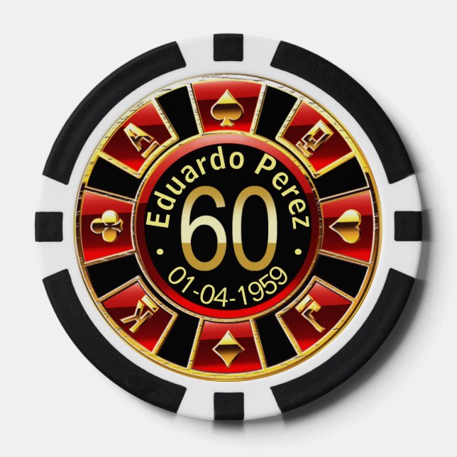 Eduardo P 60. Tag Roter Poker Chip (Vorderseite)
