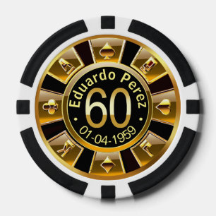 Eduardo P 60th Bday Gold Black Poker Chip