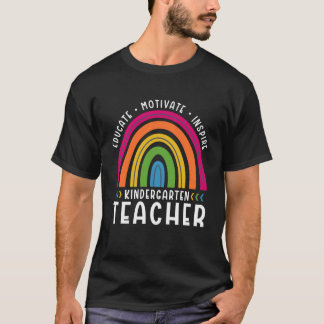 Educate Motivate Inspirier Kindergarten Lehrer Rai T-Shirt