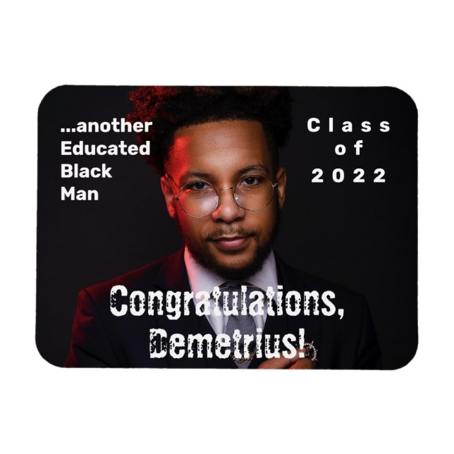 Educated Black Man 2022 Abschluss Foto Magnet (Horizontal)