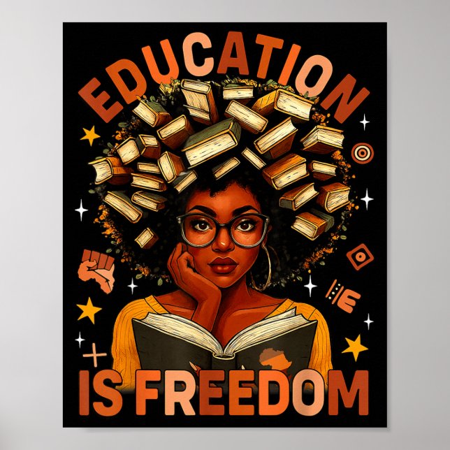 Education Is Dom Black Teacher Books Black History Poster (Vorne)