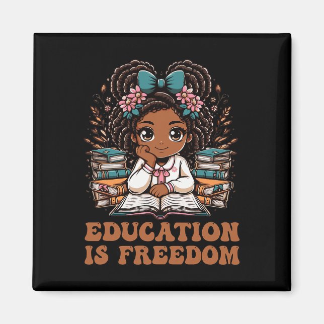 Education Is Freedom Book Reader Black History Mon Magnet (Vorne)
