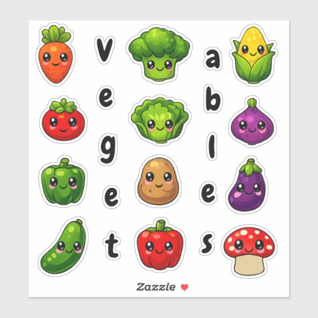 Educational Vegetable Stickers - Fun for Kids Aufkleber (Blatt)