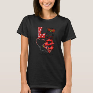 Educator Nurse Kariert Leopard Liebe Heart Messy B T-Shirt