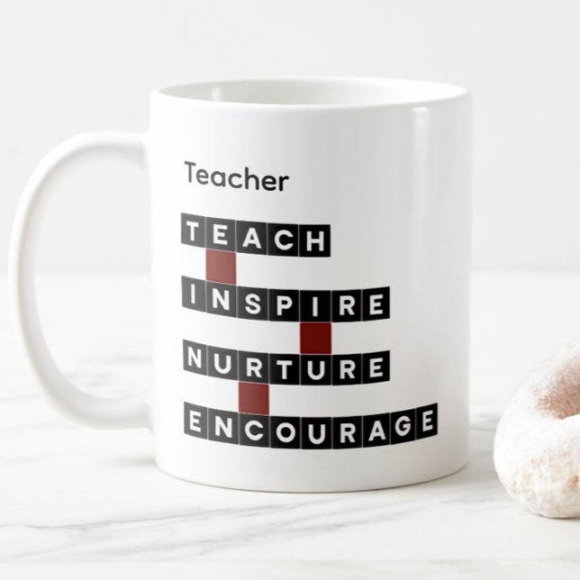 Educator Teacher Word Tile Black Custom Text Kaffeetasse (Von Creator hochgeladen)